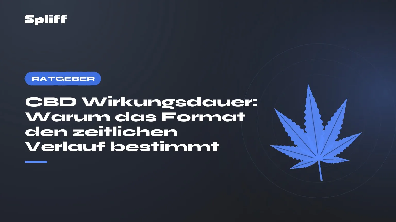CBD Wirkungsdauer: Warum das Format den zeitlichen Verlauf bestimmt, Titel auf dunklem Grund, stilisiertes Hanfblatt