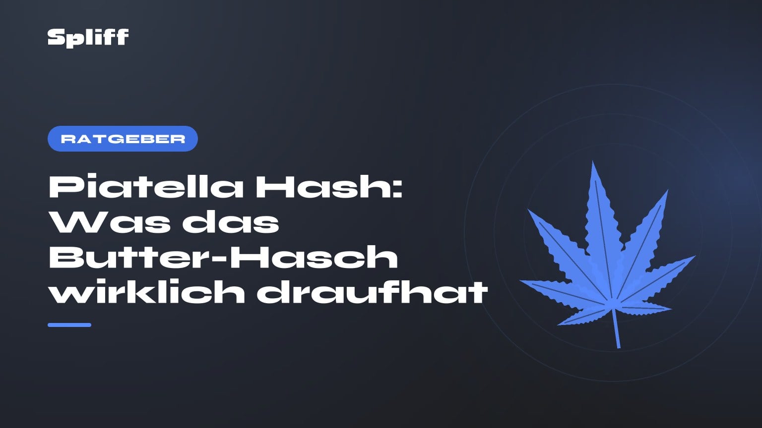 Piatella Hash: Was das Butter-Hasch wirklich draufhat — Titel auf dunklem Grund, stilisiertes Hanfblatt