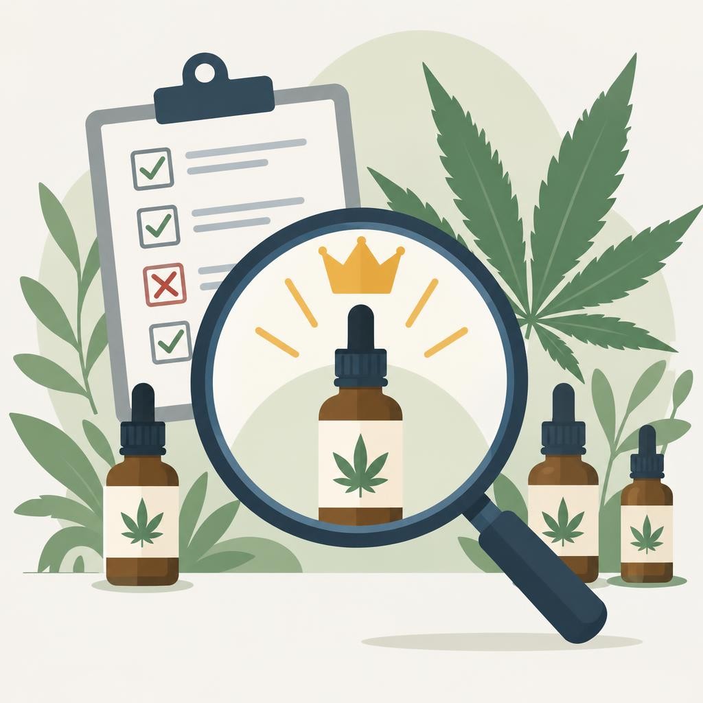 Flache Zeichnung mit Pflanzenmotiven — Hat Stiftung Warentest CBD-Öl getestet und einen Testsieger gekürt?