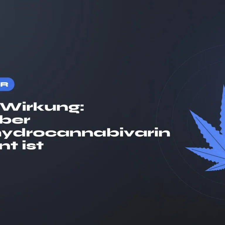 THCV Wirkung: Was über Tetrahydrocannabivarin bekannt ist — Titel auf dunklem Grund, stilisiertes Hanfblatt