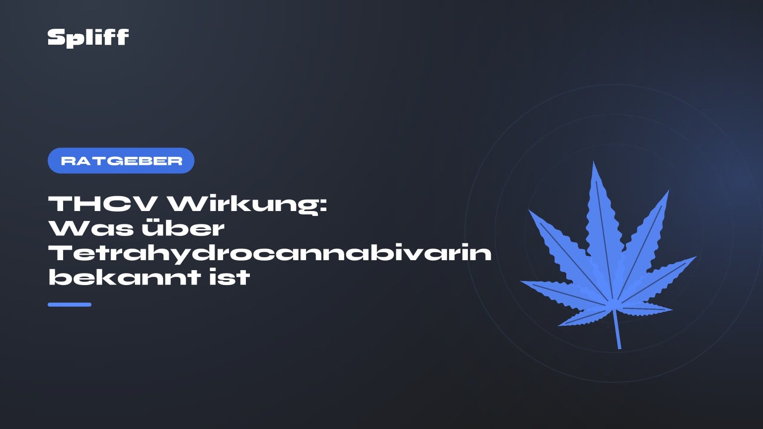 THCV Wirkung: Was über Tetrahydrocannabivarin bekannt ist — Titel auf dunklem Grund, stilisiertes Hanfblatt